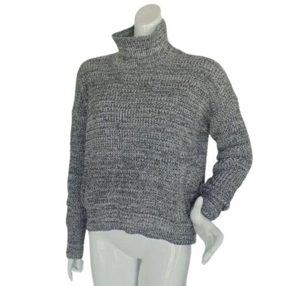 VICTORIA'S SECRET Sweater, M, Chunky knit, Mockneck, Black/grey Tonal, Long slv - Picture 3 of 15